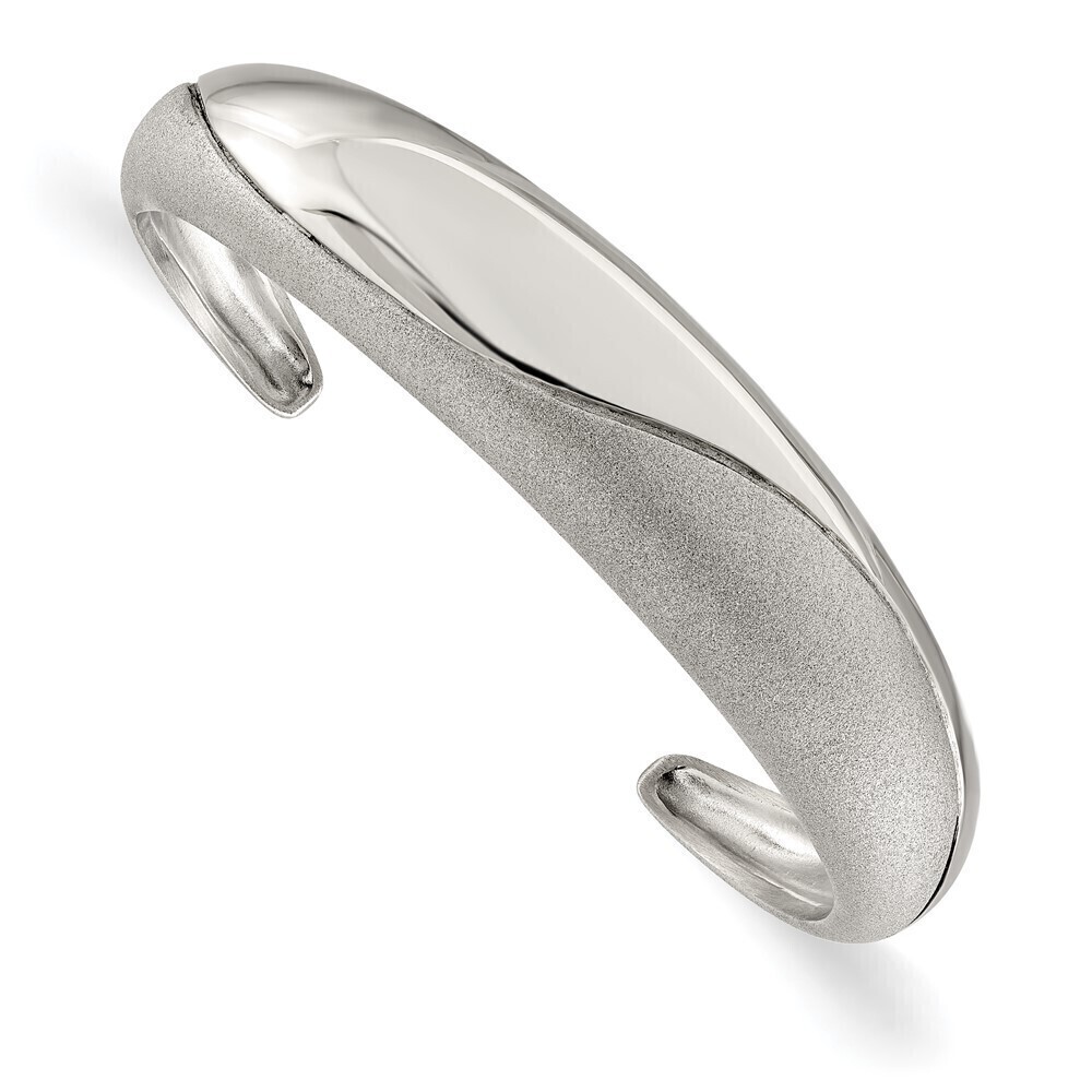 Kazi Luxury Stainless Steel Polished Laser cut Domed Cuff Bracelet